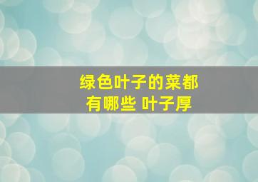 绿色叶子的菜都有哪些 叶子厚